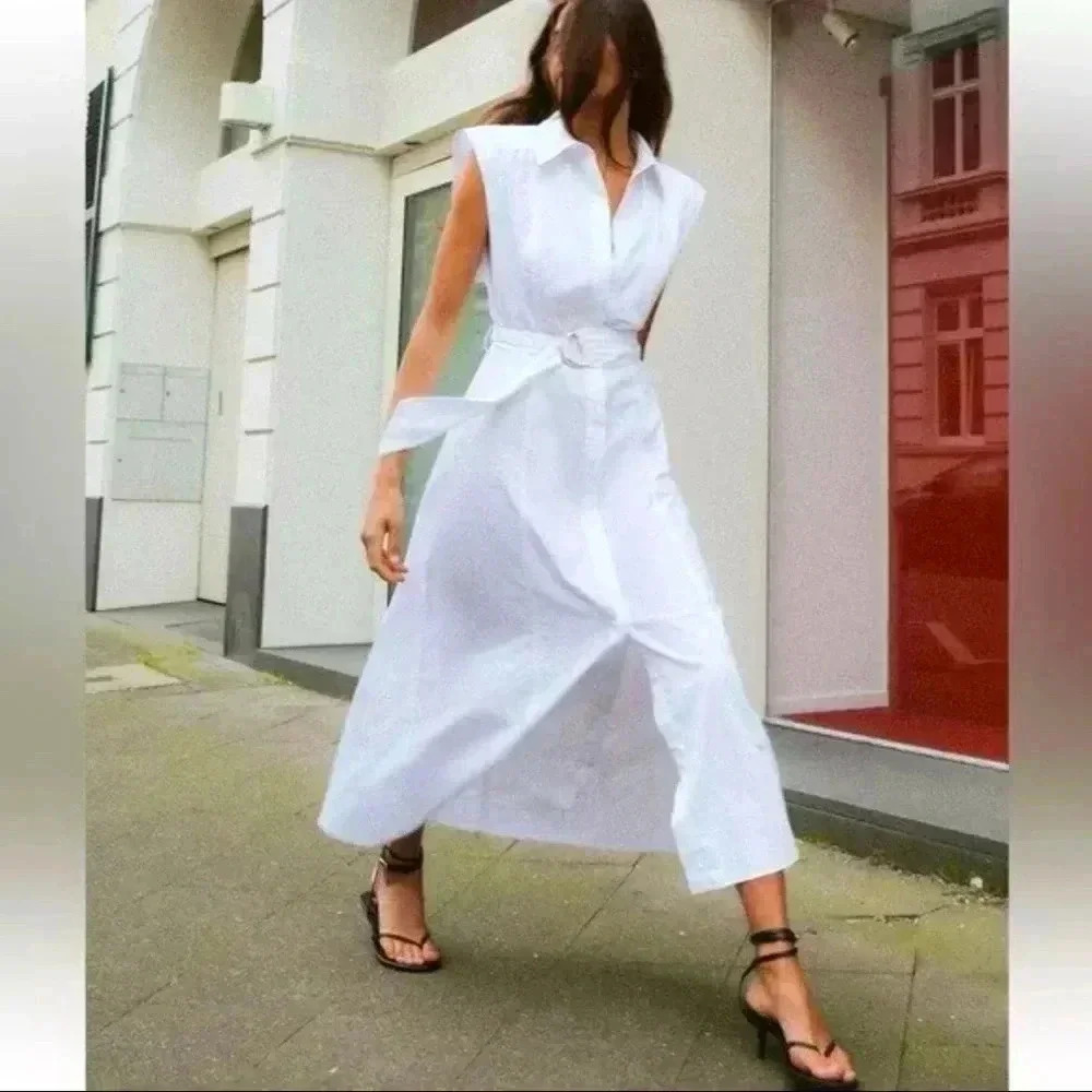 Zara White Sleeveless Dress